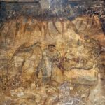 Audience hall, east bay, south wall view of fresco depicting butcher