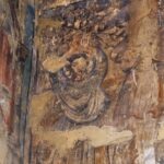 Audience hall, east transverse arch detail of fresco on northwest spandrel