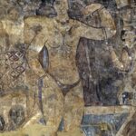 Audience hall, west bay, west wall view of female figure at center of fresco